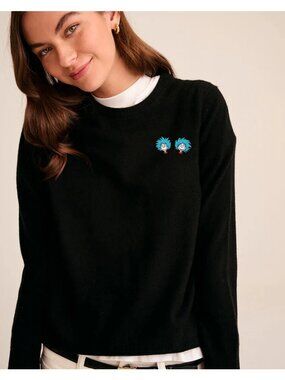 Nadaam x Dr. Seuss Thing 1 & 2 Black Cashmere Crew Neck Sweater, Size XL